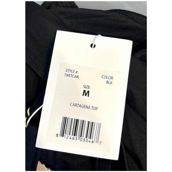 Andie Cartagena Convertible Plunge Bikini Swim Top in Black M NWT - Picture 7 of 8